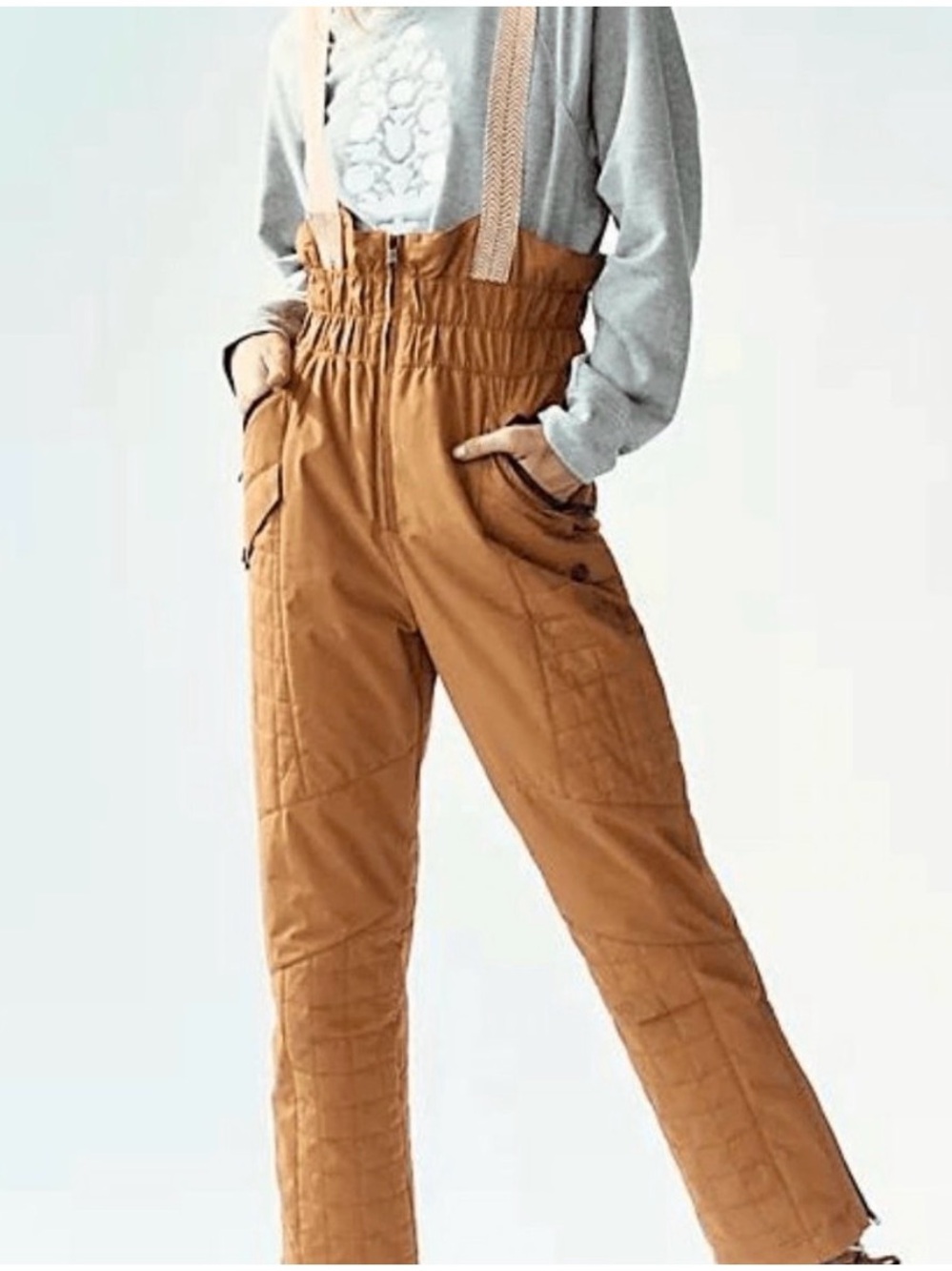 Free People Movement All Prepped Ski Bibs Toasted Coconut